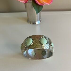 Gold toned and mint green statement bangle